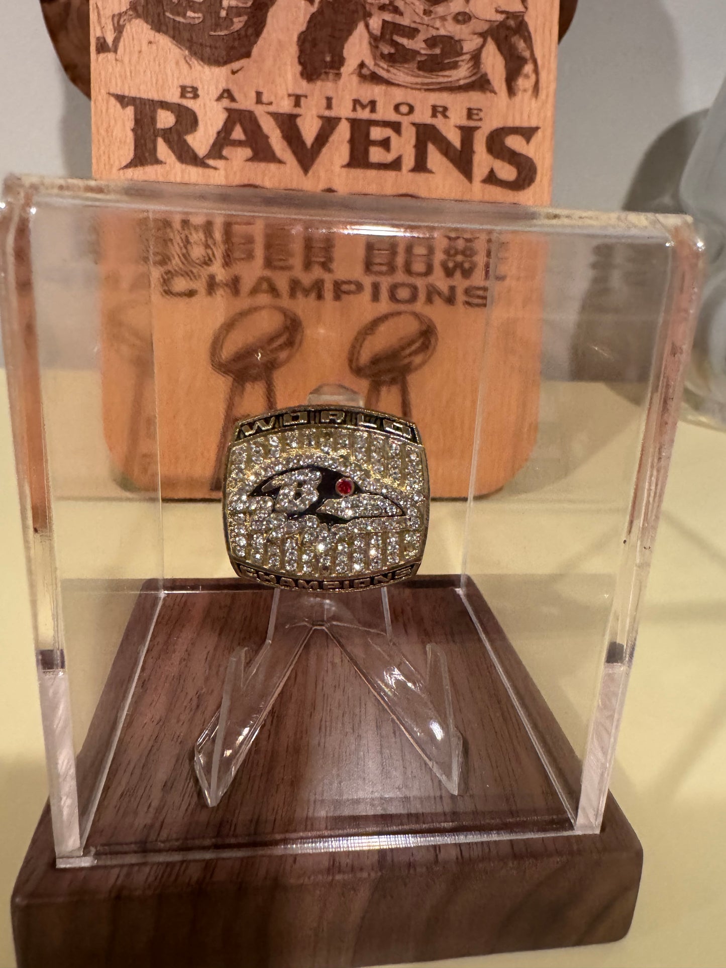 Baltimore Ravens Cutting Board & Super Bowl Ring