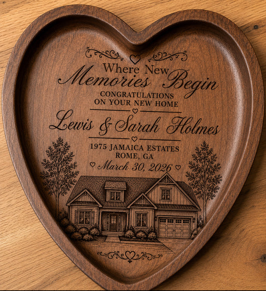 Acacia Wood Engraved Heart
